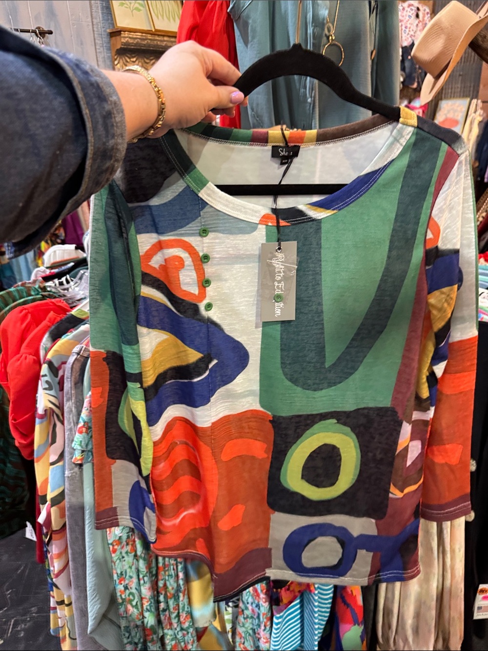 Sailor Abstract Multi-Color Long Sleeve Top